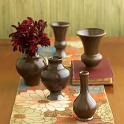 Product Image. Title: Williamsburg Chinois set of 5 Mini Vases Chocolate