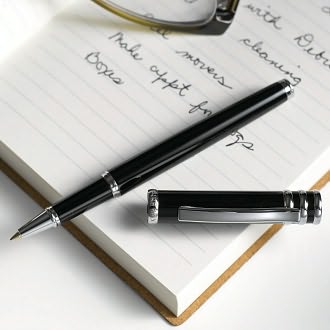 Black with 3 Chrome Rings Rollerball Pen by Pierre Belvedere: Product Image