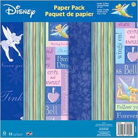Disney Tinker Bell Paper Pack 12"X12"-12 Sheets With 4 Assorted Designs by SANDYLION STICKER DESIGNS: Product Image