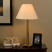 Product Image. Title: Architectural Table Lamp in Hand-Rubbed Antique Brass with Natural Paper Shade