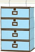 Product Image. Title: Hanging Craft Small Storage Drawers-Light Blue W/Brown Trim