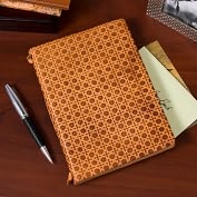 Product Image. Title: Intreccio Embossed Tan Italian Leather Journal (6" x 8")