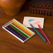 Product Image. Title: John Robshaw Handmade Paper Wrapped Colored Pencils S/12