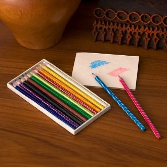 John Robshaw Handmade Paper Wrapped Colored Pencils S/12 by Barnes & Noble: Product Image