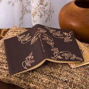 Product Image. Title: Embroidered Vine Brown Leather Robshaw Handmade Paper Blank Journal (5"x7")