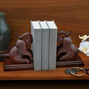 Product Image. Title: Mahogany Wood Elephant Bookends Set of 2 (7")