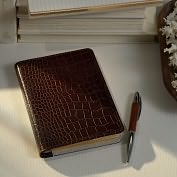 Product Image. Title: Brown Croc Embossed Refillable Journal w/Refill (7'')