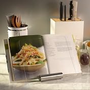 Product Image. Title: Stainless Steel and Acrylic Collapsible Cookbook Holder
