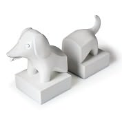 Product Image. Title: Jonathan Adler Dachshund White Resin Bookends- 2 Pieces