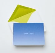 Product Image. Title: Recycled Blue Ombre Thank You Note Card - Set of 10