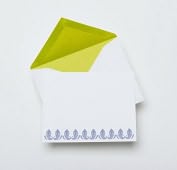 Product Image. Title: Recycled Blue Paisley Thank You Note Card- Set of 10