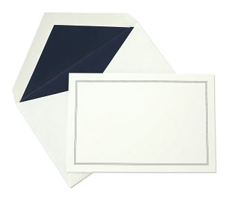 Triple Hairline in Navy Pearl White Cards by Crane & Co.: Product Image