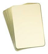 Product Image. Title: Ecru Rounded Menu Cards in Gold
