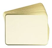 Product Image. Title: Ecru Rounded Dinner Cards in Gold