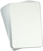 Product Image. Title: White Rounded Menu Cards in Silver
