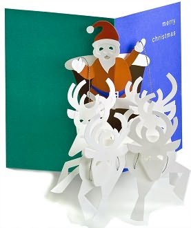 Sabuda Pop Up Here Comes Santa Christmas Boxed Card by The Museum of Modern Art: Product Image