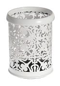 Product Image. Title: White Decorative Metal Pencil Cup (4.5")