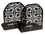 Product Image. Title: Black Decorative Metal Bookends Set of 2 (4 3/4" x 3 3/4")