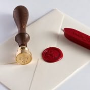 Product Image. Title: Fleur de Lys Wood Handle Wax Seal Set with Red Wax
