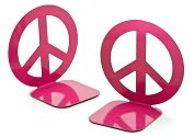 Product Image. Title: Jonathan Adler Love Dove Peace Sign Fuchsia Metal Bookend set of 2