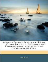 Milton's Paradise Lost, Books I. And Ii, Comus, Lycidas, Il 