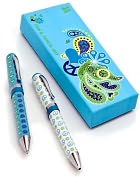 Product Image. Title: Jonathan Adler Blue Love Dove Pen & Pencil Set