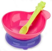 Product Image. Title: Pink Suction Based Baby Bowl and Spoon Feeding Set