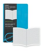 Product Image. Title: Ecosystem 100% Recycled Essay Grid Lagoon Journal (3.6''x5.6'') Set of 3