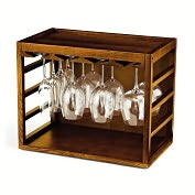 Product Image. Title: Cube-Stack Wine Glass Rack in Walnut Stain