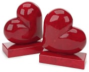 Product Image. Title: Floating Red Heart Italian Alabaster Bookends (Set of 2)