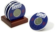 Product Image. Title: New York Giants Final Season Coasters with Yard Markers and Game Used Turf - Set of 4