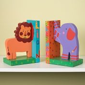 Product Image. Title: Jungle Animals Wooden Bookends
