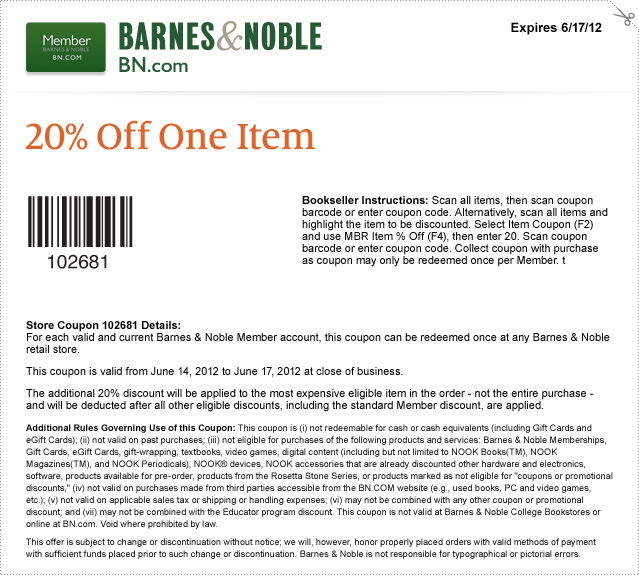 Barnes and noble coupons in store