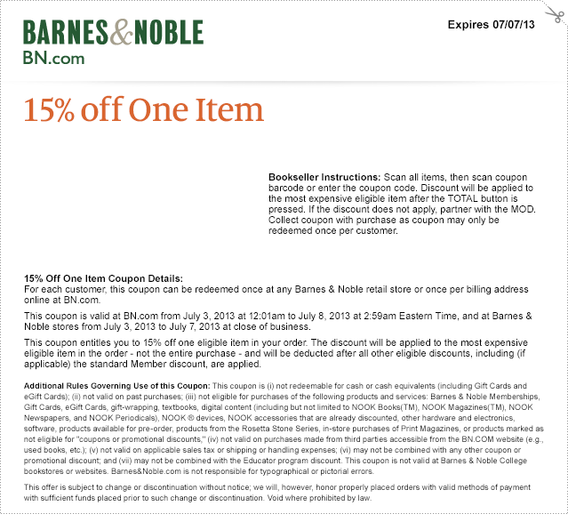 Barnesandnoble com coupon code