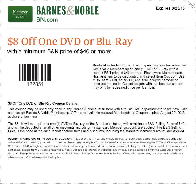 Barnes And Noble Coupon Thread Part 2 Dvd Talk Forum