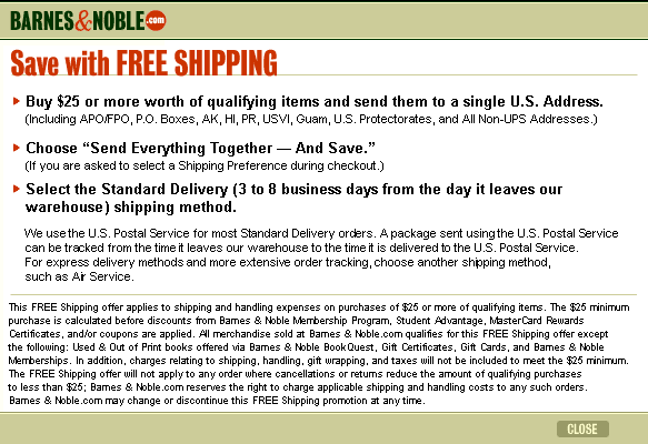 Free Shipping Details