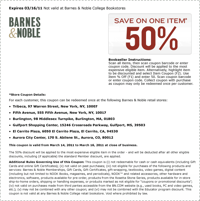 Barnes And Noble Coupon Thread Part 2 Page 150 Dvd Talk Forum