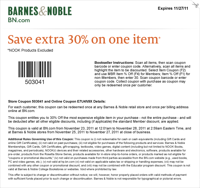 Barnes And Noble Black Friday Coupon