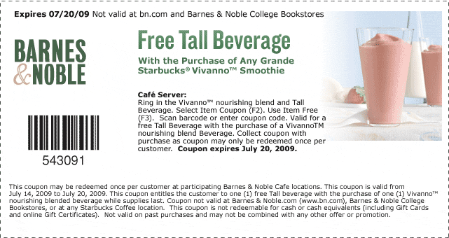 Starbucks Coupon At Barnes And Noble Sensible Saving