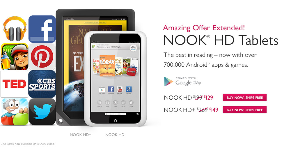 This Week Only! - Our Best Prices Ever - Save up to $120 on NOOK HD Tablets